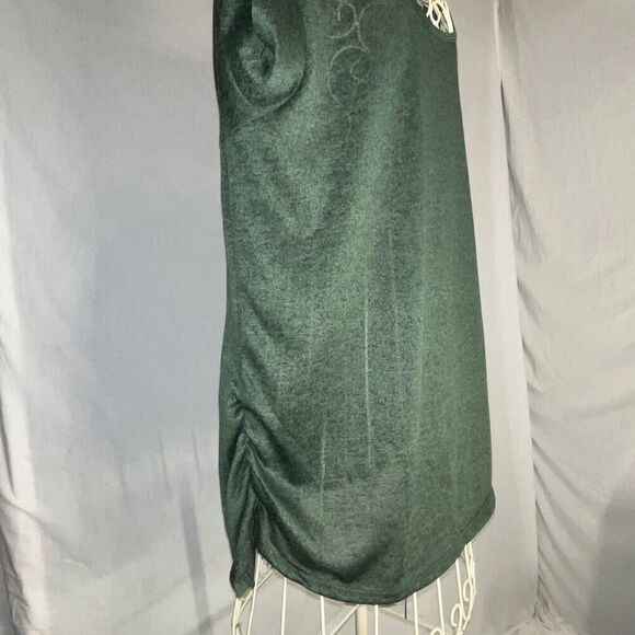 Ultra Teeze Green Heathered Wide Neck 3/4 Sleeve Top Size 2X 96 Poly/4 Spandex - Picture 4 of 5